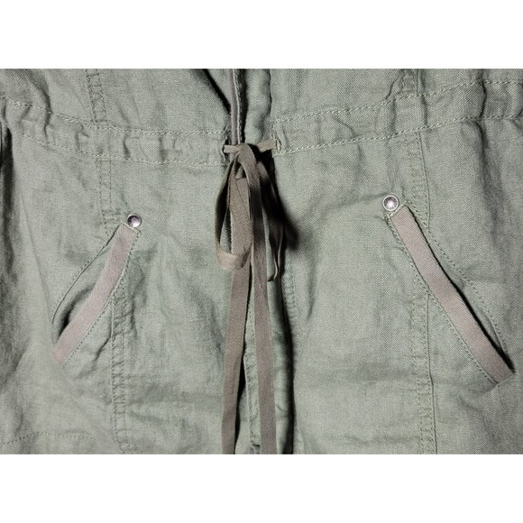 Michael Stars Womens XS 100% Linen Green Utility Jacket - Picture 7 of 10